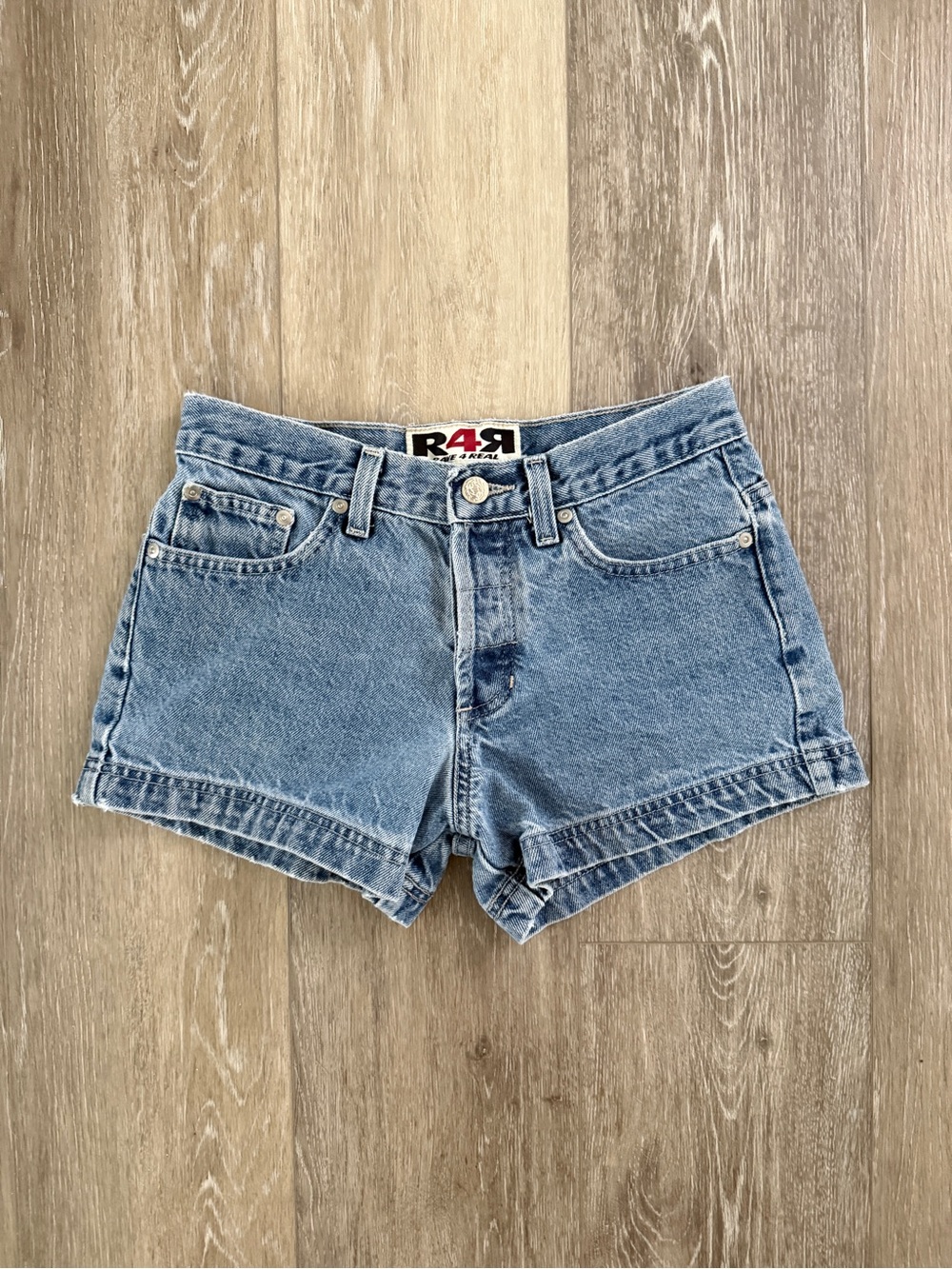 2000s Vintage Y2K R4R Rave 4 Real Low Rise Denim Micro Shorts
